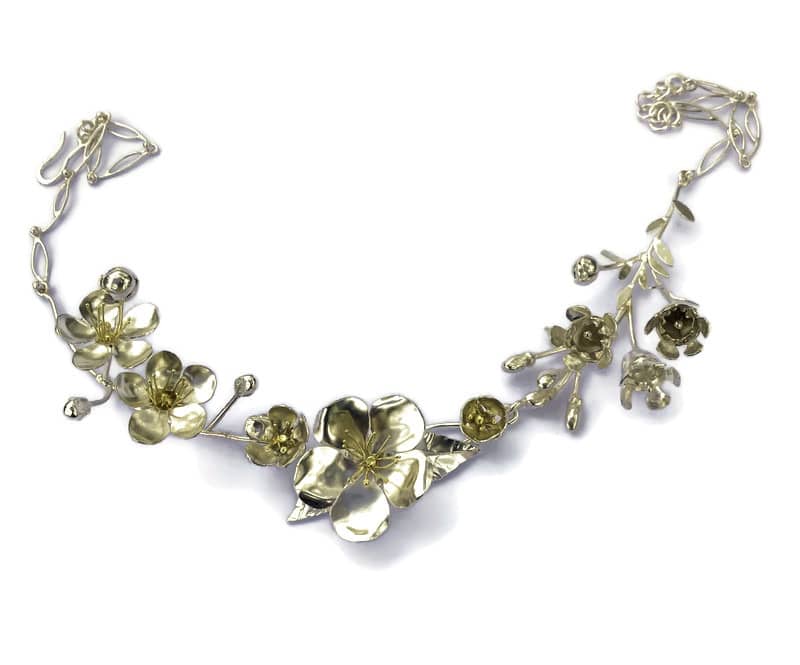 Apple Blossom Time statement botanical necklace